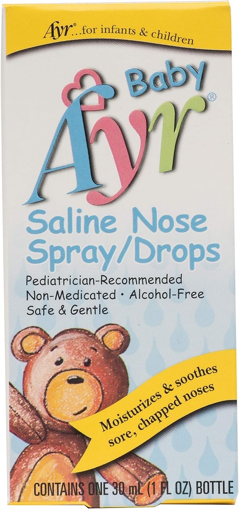 Baby Ayr Saline Nese Spray / Dråper, Spray Flasker 1 Fl Oz (pakke med 1)