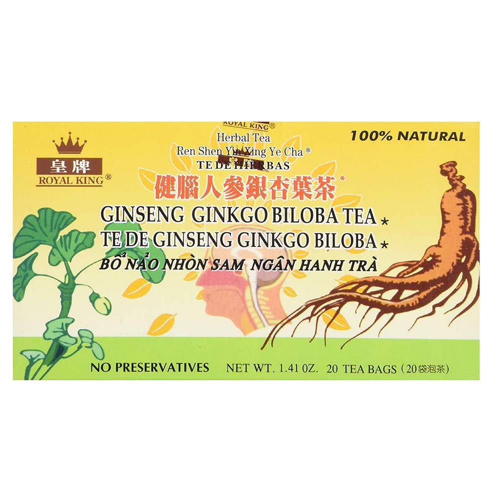 Royal King Ginseng Ginkgo Biloba Te (20 Teposer) - 3 boks pakke
