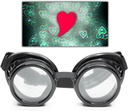 GloFX Black Heart Effect Diffraction Goggles - Se hjerter - 3D Holografisk Visuals Edm Rave Outfit Stempunk Cosplay Music Festival Essential