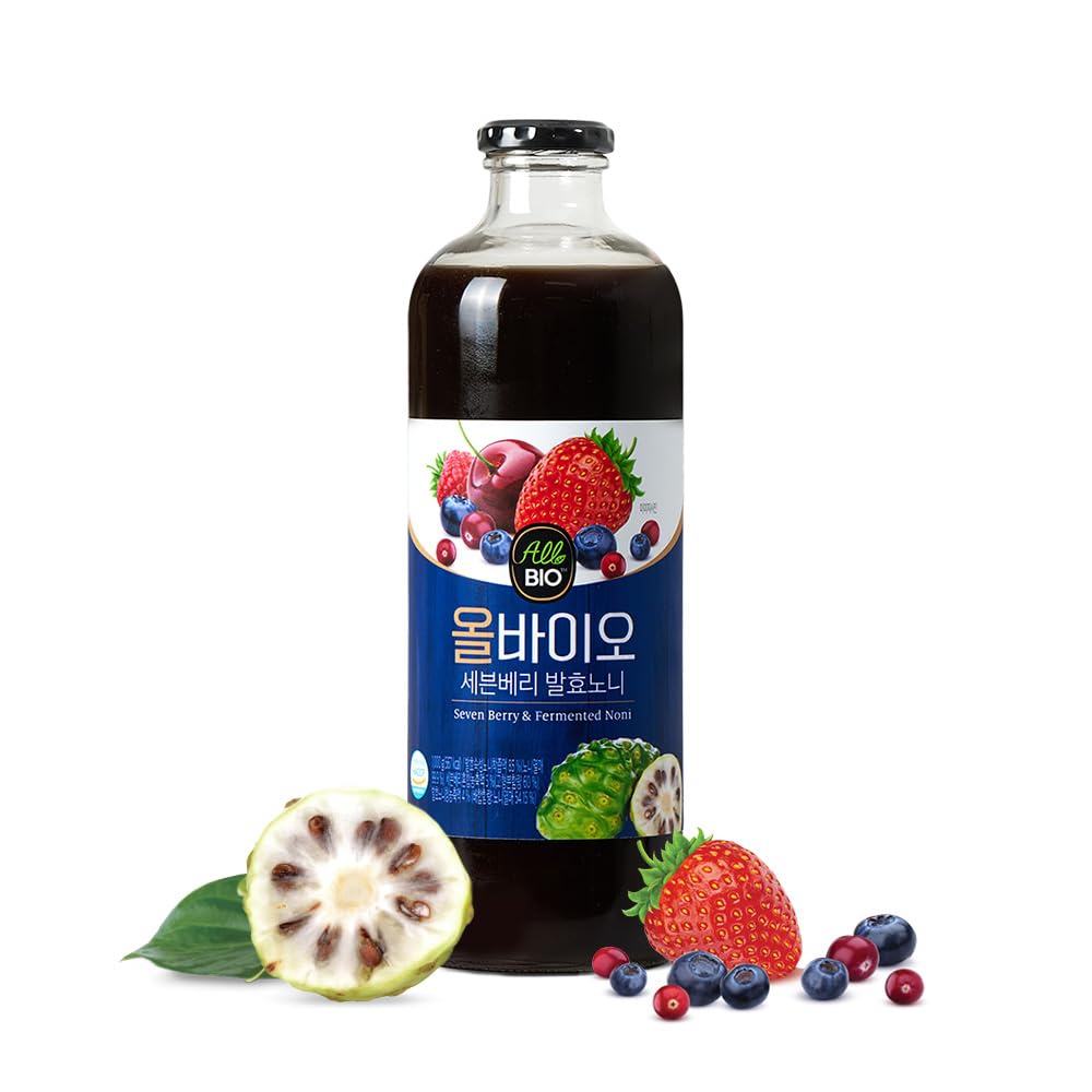 Java NONI JUICE EXTRACT med 7 BERRY BLEND - 33,8 fl oz (1L) Flaske - 100% ren Resveratrol & Fermented av ALLBIO