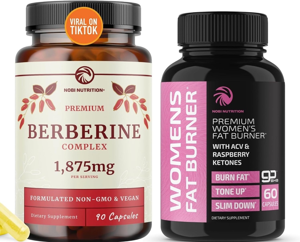 Berberine Complex Supplement pluss fettforbrenner for kvinner | Vekttap og sukker støtte med bringebær ketoner | Appetitt Suppressant, Metabolisme Booster, og Belly fett Reduser | 1 måneds forsyning