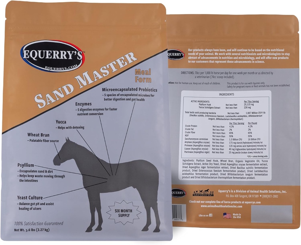 Equerry's Sand Master Horse Supplement - støtter sand fjerning og total Digestiv helse for hester | Fecal Clearance for hester | Psyllium | Appetite stimulering - 3.6lb