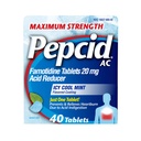 Pepcid AC Maksimal styrke Heartburn Relief Tabletter, OTC medisin hindrer og lindrer Heartburn på grunn av syreødem & Sour Mage, 20 mg Famotidinsyre Reducer, ICY Cool Mint, 40 ct