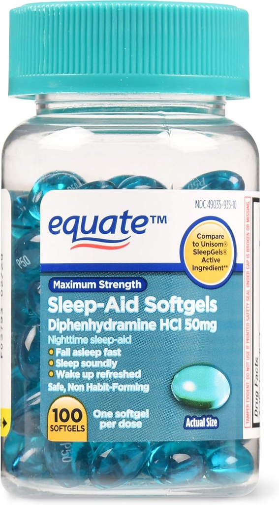 Nøyaktig maksimal styrke søvn-Aid Softgels, 50 mg, 100 teller