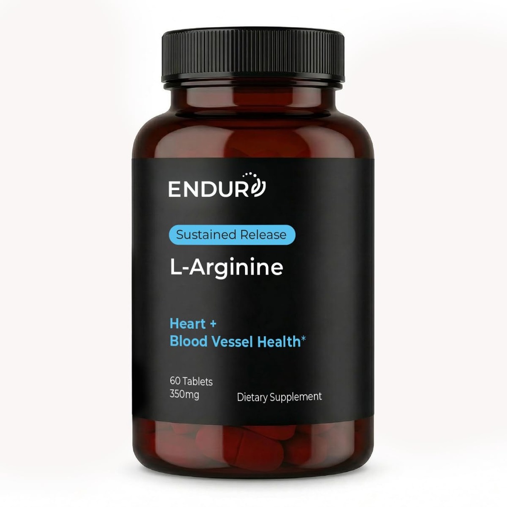 Endur L-Arginine Supplement, hjelper støtte sunn blodflyt og hjertefunksjon, øvelse ytelse og immun helse, glutenfri, 350 mg (60 tabletter)