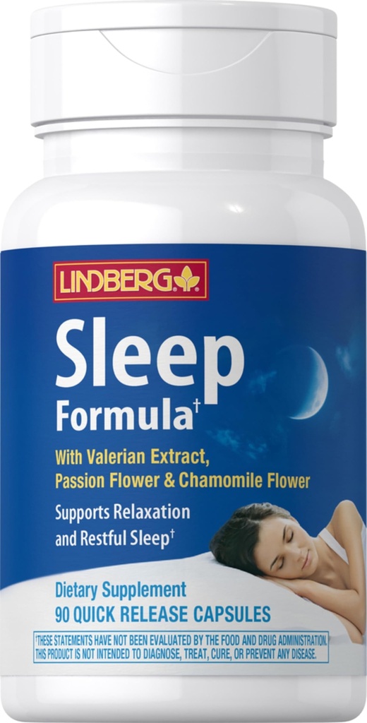 Lindberg Valerian Root Extract ® 90 Kapsler med kamille og lidenskap Blomster ® Complex Supplement ® Ikke-GMO, Glutenfri