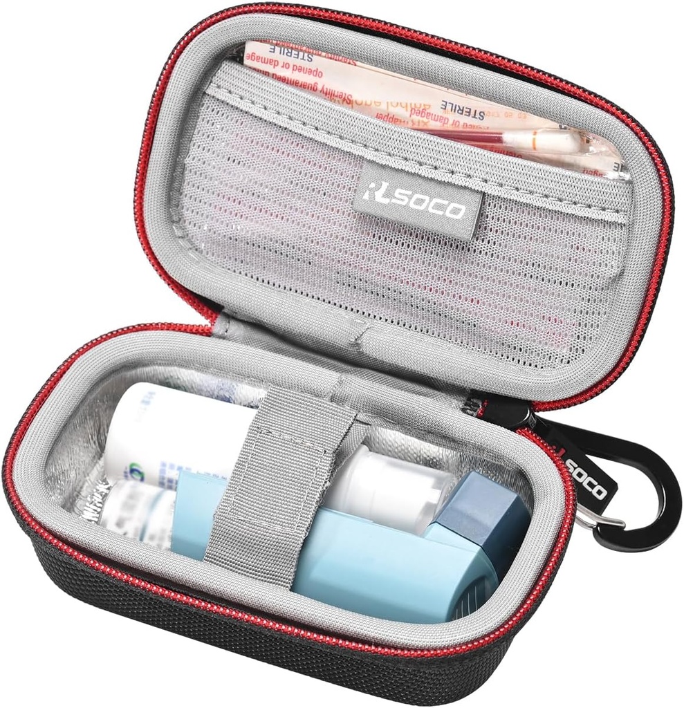 RLSOCO bærer saken for voksne og barn Astma Inhaler - svart (kun tilfelle)