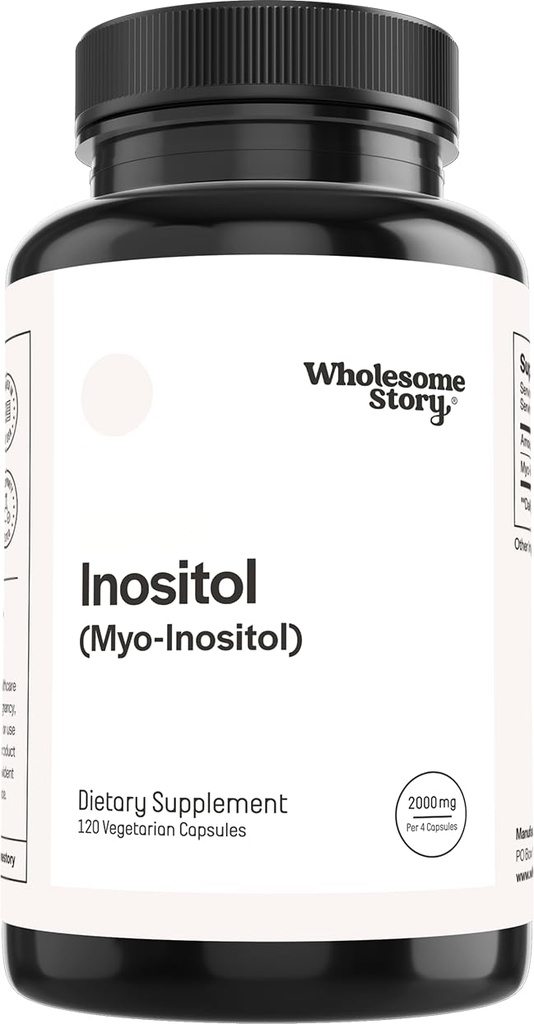 Helsom historie Myo-Inositol Supplement | Inositol pulver kapsler | Myolinositol | 2000mg Per servering | 500mg per kapsel | Mannlig og kvinnelig fruktbarhet Supplement | Vitamin B8 | 120 kapsler