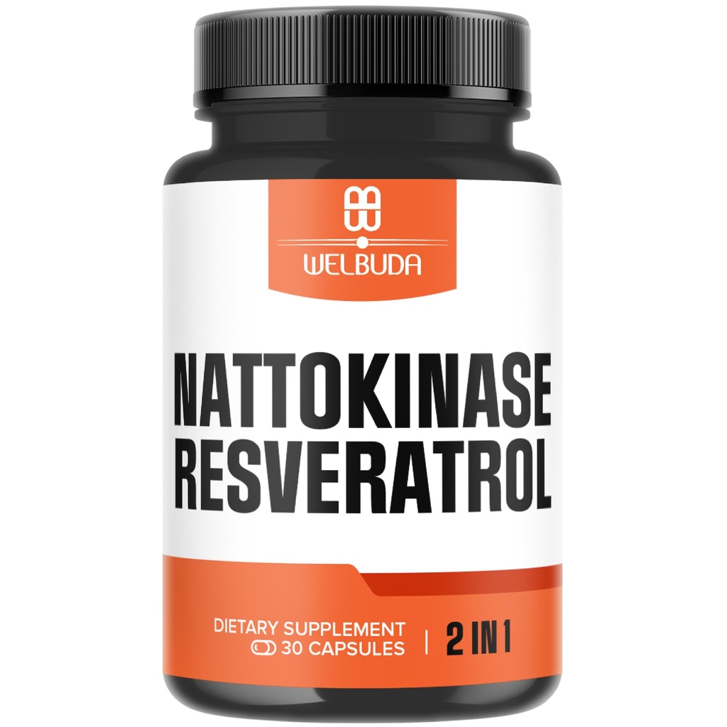 Nattokinase Supplement 3300mg med Trans-Resveratrol - Støtter for immunforsvarssystemet, sunn hjerte og kroppsbalanse - 30 Services