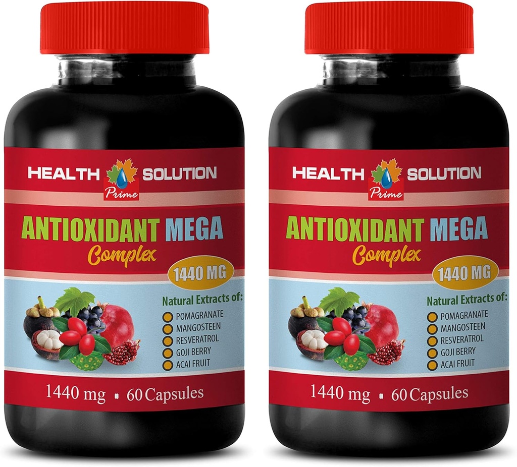 antioksidant komplekst supplement - CNYOXIDANT MEGA COMPLEX 1440 MG - Mangosteen ekstrakt, antioksidant kosttilskudd, tranebær granateple mangosteen, detox og rense 2 flasker 120 kapsler