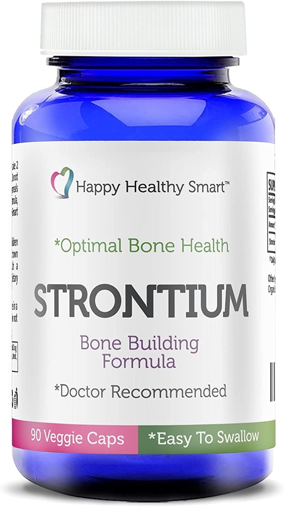 #1 Strontium Bone Sunn Supplement Anbefalt av leger over hele verden 90, lett å svelge Veggie Caps laget i USA