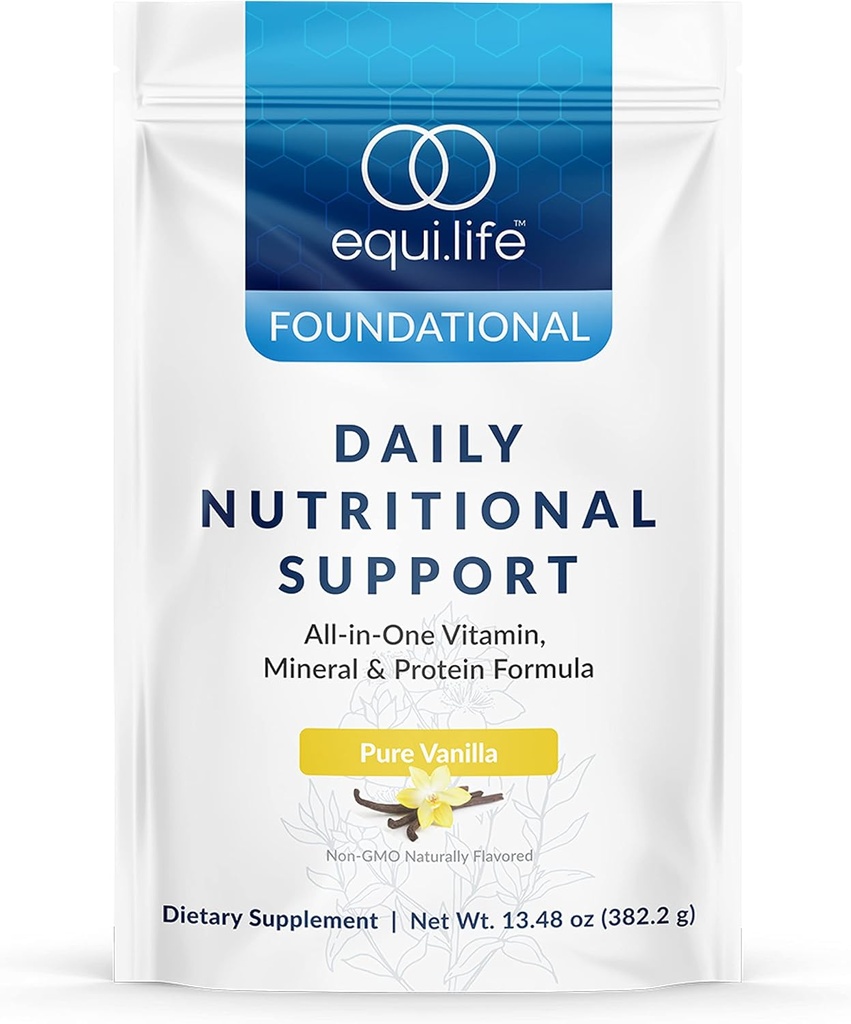 Equilife Daily Nutritional Support, All-in-One Multivitamin måltid utskiftning, ren vanilla flavor, 15G planteprotein, støtter total velvære inkludert energi, digestion, & hud, 14 serveringer