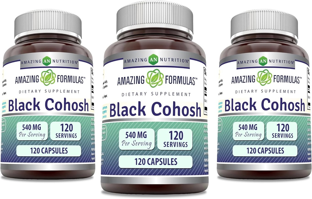 Amazing Formler Svart Cohosh 540mg 120 Kapsel Supplement | Ikke-GMO | Glutenfri | Laget i USA (3 Pack)