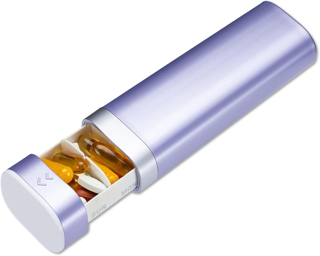 Betife ukentlig pilleorganisator 7 dager, daglig pille boks, reise piller saken, søte piller holder å holde vitaminer, medisiner, kosttilskudd, piller organizer (Purple)