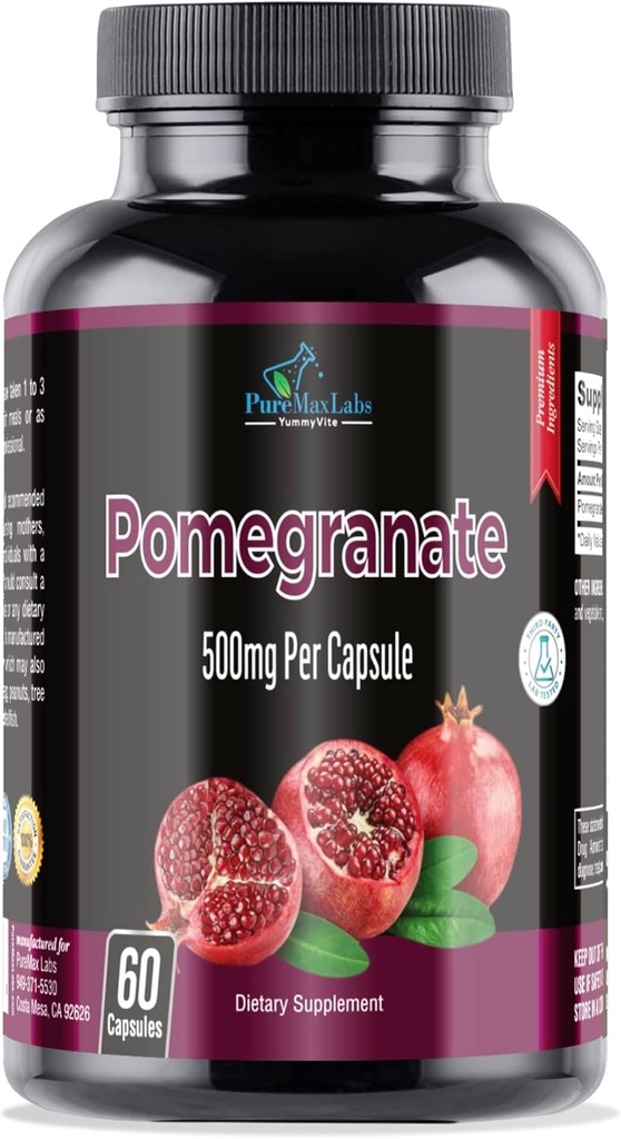 Pomegranate Kapsler - 500 mg, antioksidant supermat - 60 Kapsler