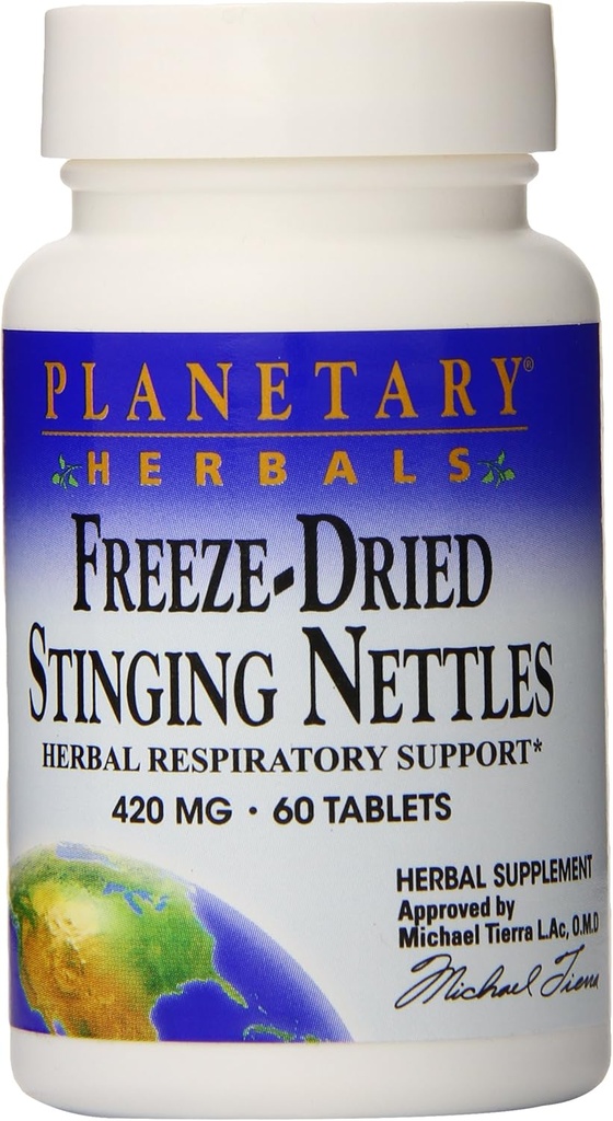Planetariske urter fryse tørket Stinging Nettles tabletter, 60 greve