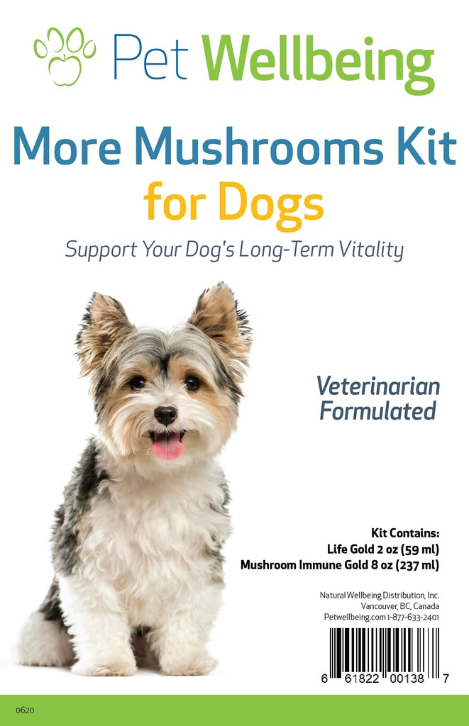 Kjæledyr velvære Mer Mushrooms Kit for Hunde - Immunsystemstøtte og antioksidant beskyttelse - Vet-formulert med Tyrkia Tail, Reishi, Maitake, Astragalus