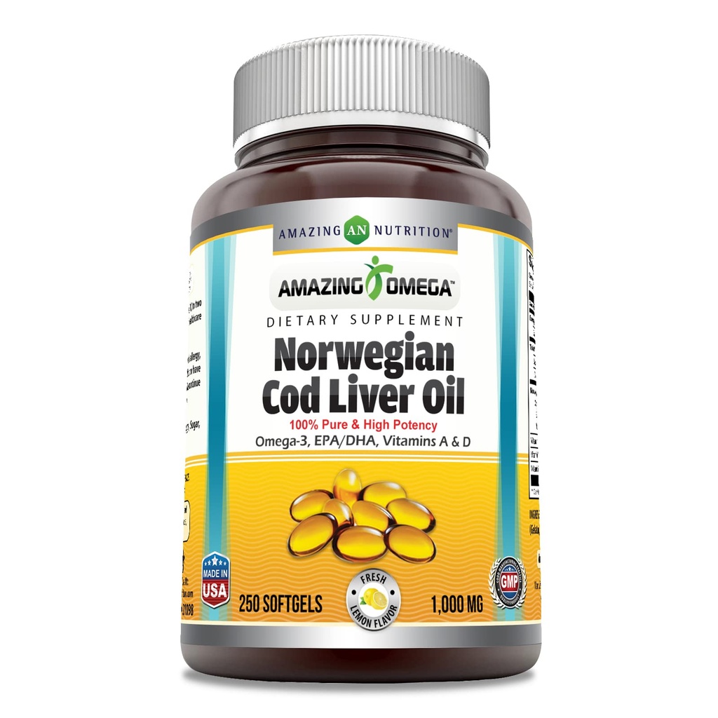 Amazing Omega Norsk Cod Liver Oil 1000 Mg 250 Softgels