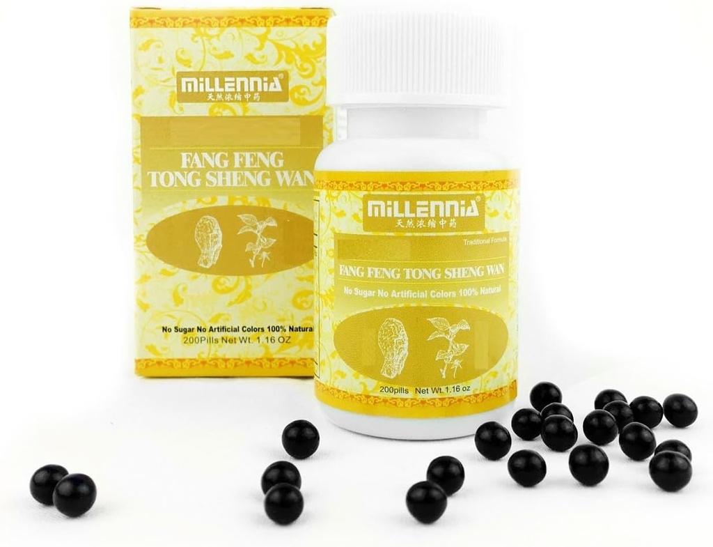 MILLENNIA Herbal Supplement piller- Fang Feng Tong Sheng Wan - 12 flaskepakke (200 piller/Battle)