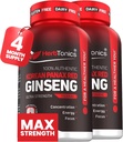 Herbtonics koreansk rød Panax Ginseng 1500mg - Energitilskudd for topp ytelse, fokus og vitalitet - høy potens Ginseng Root Extract - 240 Vegan Kapsler