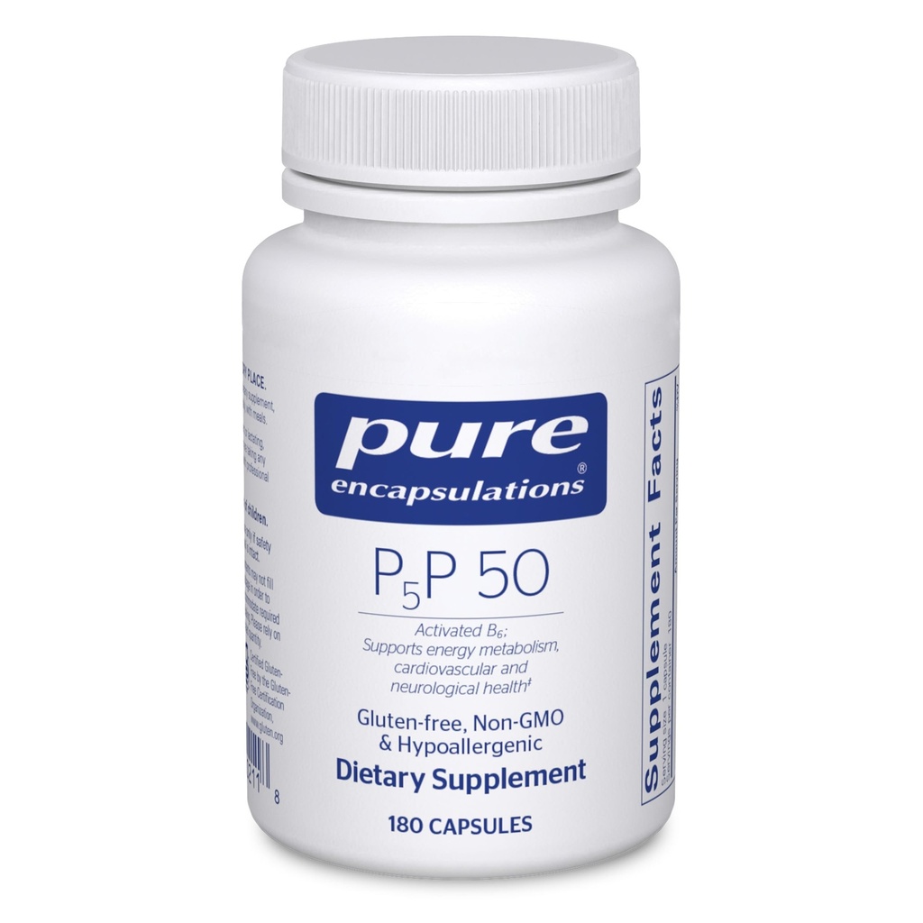 Ren innkapslinger P5P 50 - Aktiv Vitamin B6 - støtter energimetabolisme og hjerne helse* - Glutenfri og ikke-GMO - 180 kapsler