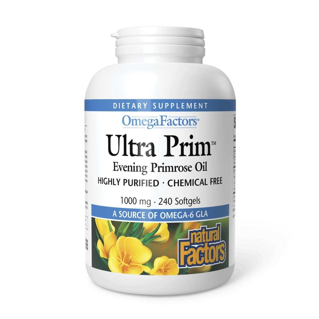 Omega Faktorer etter naturlige faktorer, Ultra Prim Aften Primrose Olje, fremmer kvinners og immun helse med Omega-6 GLA, 240 softgels (240 porsjoner)