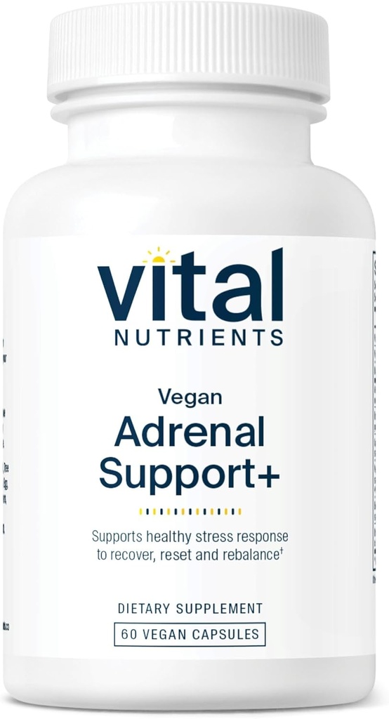 Vitale næringsstoffer Vegansk adrenal støtte + | Supplement til støtte Adrenal Gland funksjon og sunn stress respons* | Mild Stress * | Gluten, Dairy & Soja Gratis | 60 Kapsler