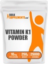 BulkSupplements.com vitamin K1 pulver - vitamin K1 Supplement for bein og hjerte helse støtte - Glutenfri, 10 mg per servering, 250g (8,8 oz) (pakke med 1)