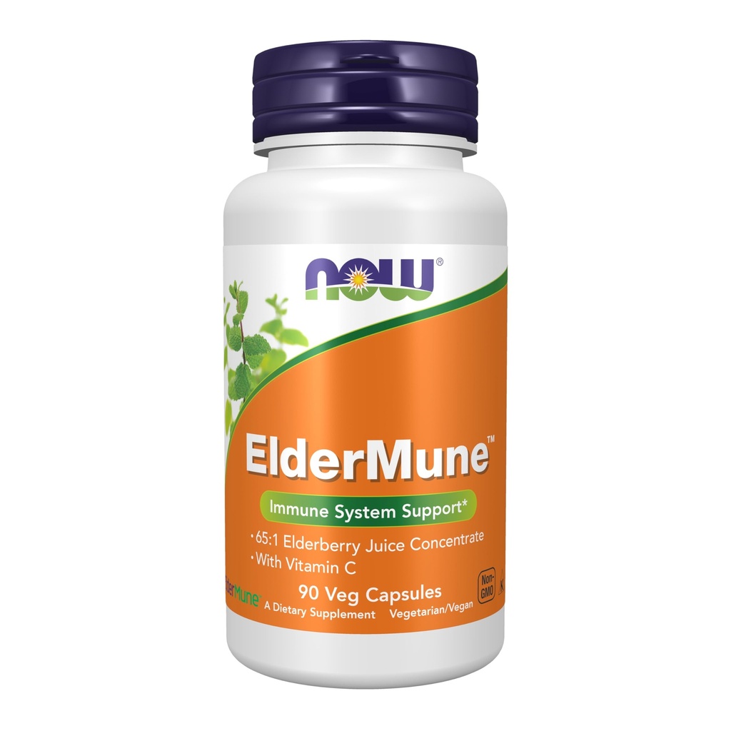 NU Mattilskudd, ElderMune 65:1 Elderbær Juice Konsentrert med vitamin C, Immunsystem støtte, 90 Veg Kapsler