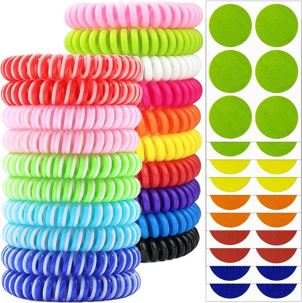Mosquito Repellent Armbånd 20 Pack, Individuelt innpakket mosquito Repellent Bands med 60 stk mosquito Repellent klistremerker Patches, DEET Gratis Insekt Bug Repellent Wristbands for voksne barn