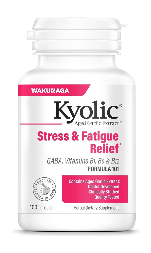 Kyolisk eldre hvitløk ekstrakt formel 101, stress og tretthet relief, 100 kapsler.