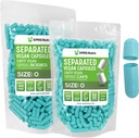 XPRS Nutra Vegan Størrelse 0 Separerte kapsler - 1000 greve Premium tomme kapsler Separert i poser - piller 0 for DIY Supplement Fylling (Aqua)