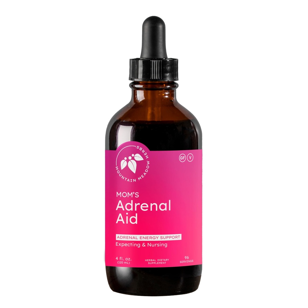 Fjell Meadow Urter mamma adrenal aids - flytende urtetilskudd, naturlig adrenal støtte for kvinner, trygt for å forvente og sykepleier mødre, øker energi, reduserer tretthet og støtter hormonbalanse 4oz