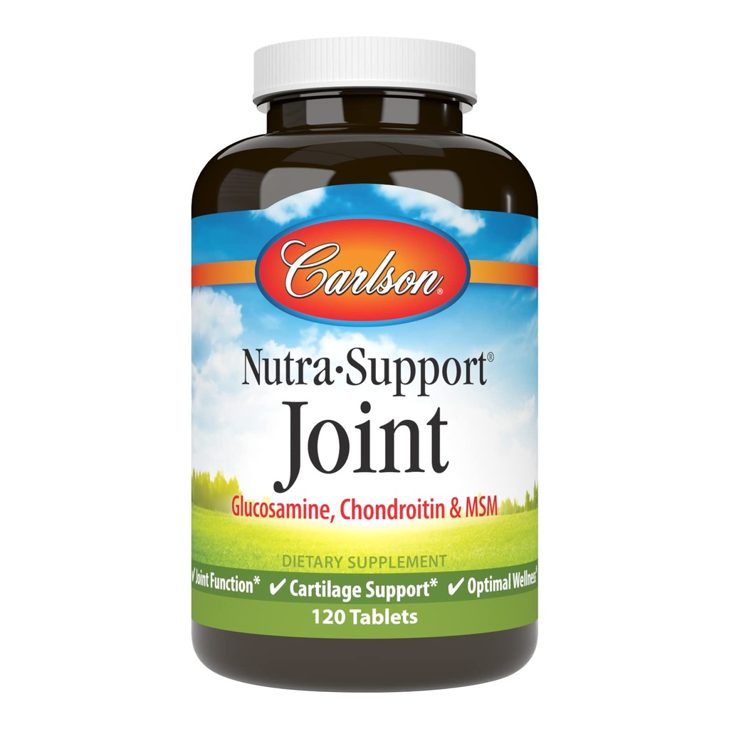 Carlson - Nutra-Support, Glucosamine Chondroitin & MSM, Fellesfunksjon, Cartilage Support & Optimal Wellness, 120 tabletter