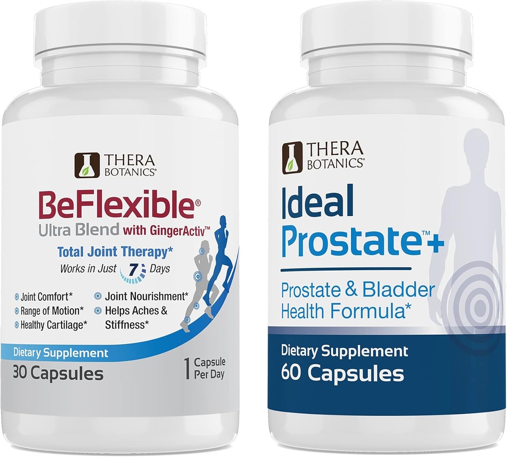 Therabotanics BeFlexible Ultra Joint Support Supplement og ideell prostata kraftig prostata Supplement for menn Bundle