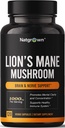 Natgrown Lions Mane Mushroom Supplement Kapsler - Organic Lions Mane Extract Nootropic Brain Supplement for menn og kvinner - fremmer mental klarhet, fokus og minne - Vegan piller