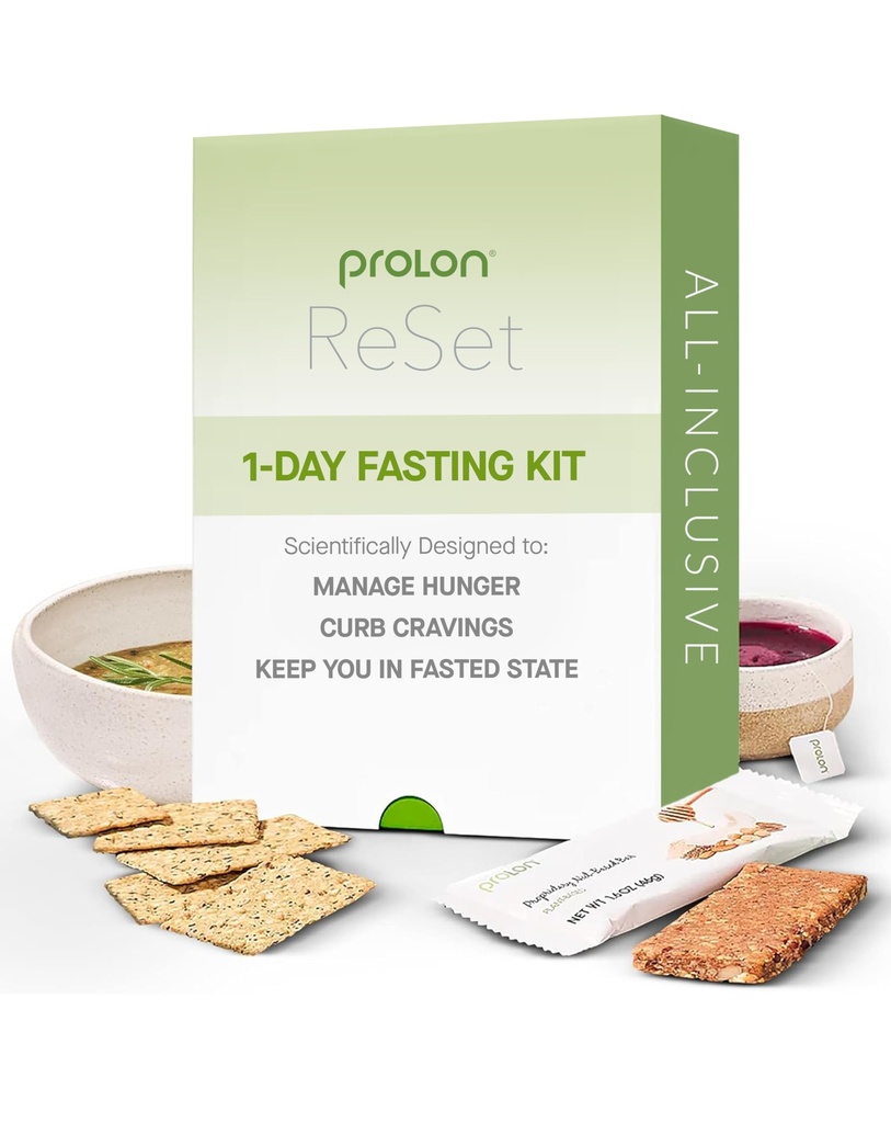 Prolon 1-dagers tilbakestille Fasting Kit | Fast med mat | Støtter sunn aldring og vektkontroll | Lavkalori, plantebaserte måltider og snacks | Utviklet for å ikke bryte din raske (1-dagers Kit)