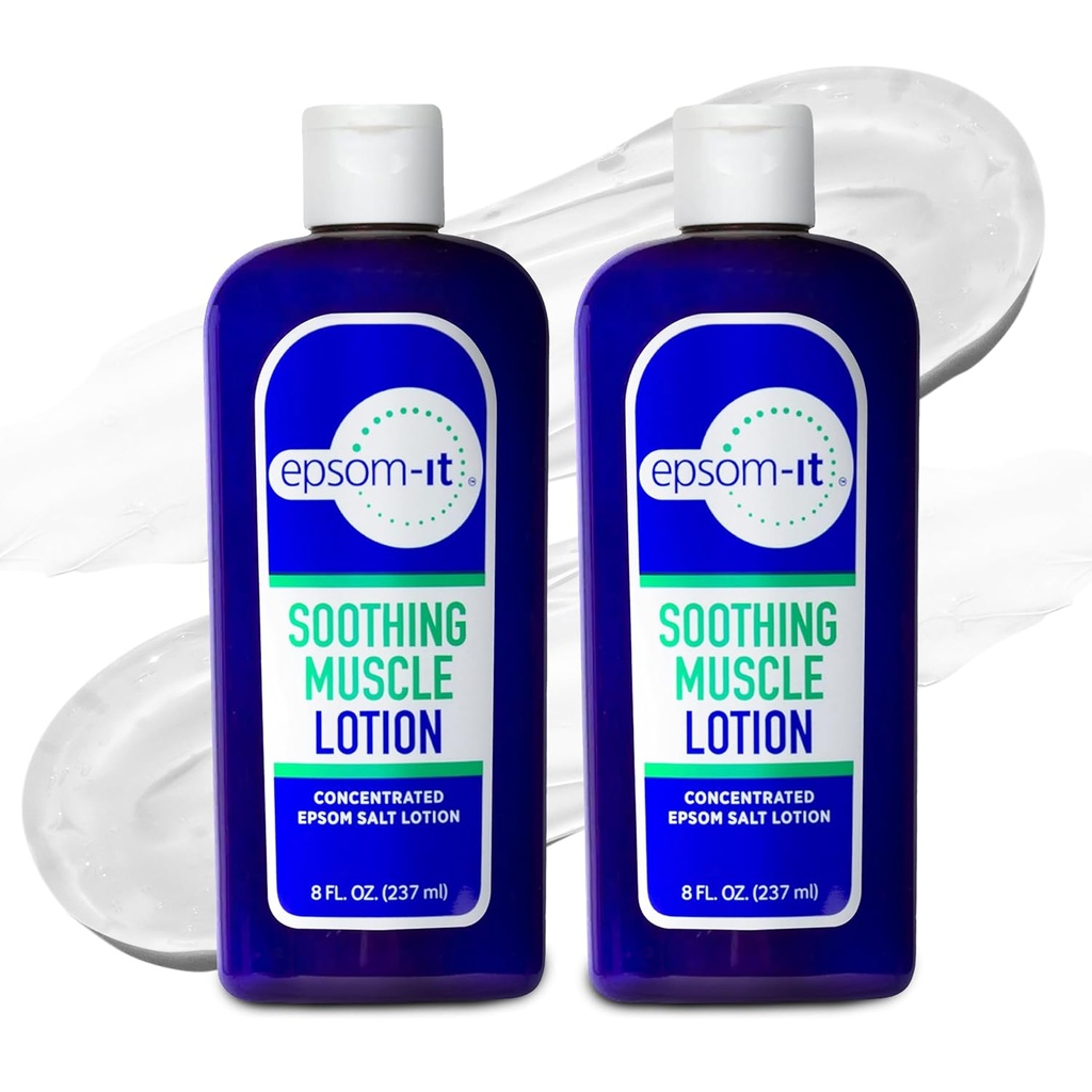EPSOM-IT Soothing Muscle Lotion - Epsom Salt Magnesium Sulfate Cream Arnica for muskelstivhet, Topical Magnesium Lotion, Gi komfort for ben, kne og føtter, 8,0 oz., 2-Pack