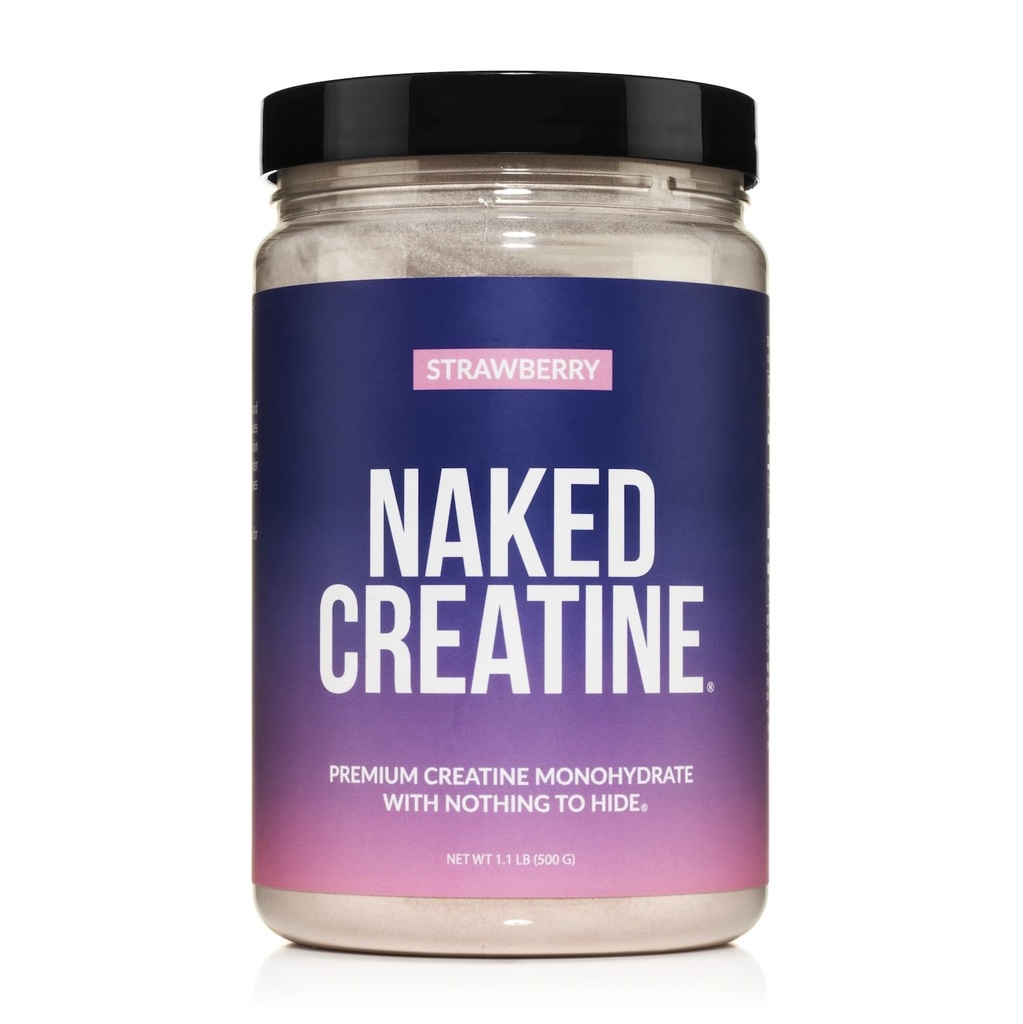 NAKED Creatine - Jordbær Flavored Kreatin Monohydrat - Ekte Jordbær pulver, Ingen tilsetningsmidler, Muskelvekst, Vegan, Ikke-GMO, Glutenfri, Soja Gratis - 45 Serveringer