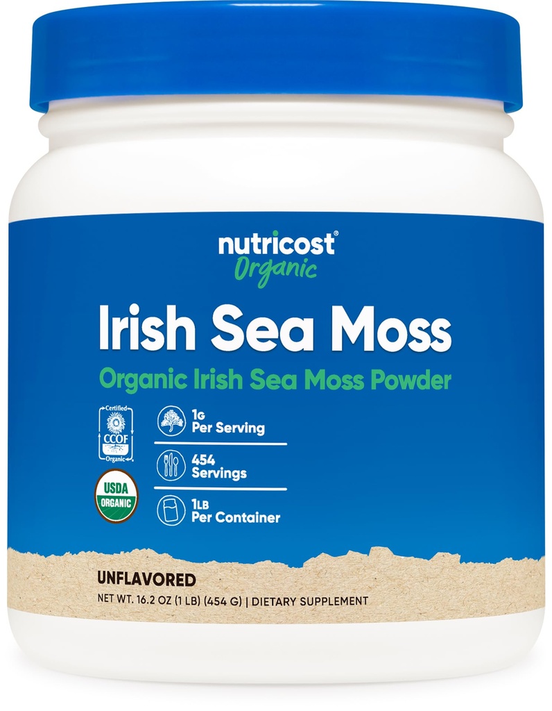 Nutricost Organic Irish Moss Powder (1 LB) - Glutenfri, ikke-GMO, Vegetarvennlig