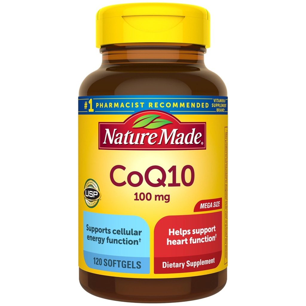 Natur laget coQ10 100mg, kosttilskudd for hjerte helse støtte, 120 softgels, 120 dagers forsyning