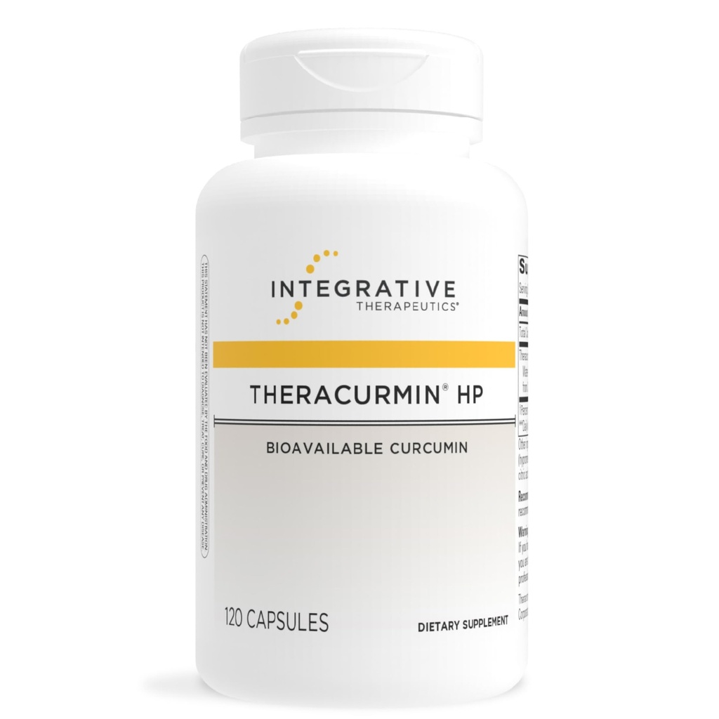 Integrativ terapi Theracurmin HP - Gurkemeie Supplement for hjerte og felles helsestøtte* - Muskelgjenvinningsstøtte* - Ikke-Soy, Dairy-Free & Glutenfri - 120 kapsler (60 Serveringer)