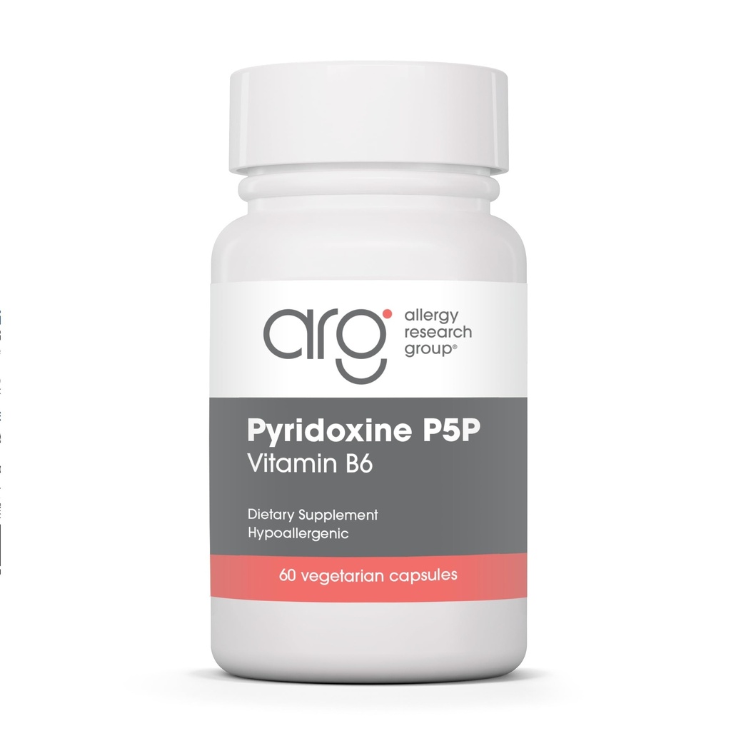 Allergi Forskningsgruppe Pyridoxin P5P Supplement - Aktiv Vitamin B6 275 mg, Pyridoxal-5-fosfat, Metabolisme Støtte, Hypoallergenic, Vegetariske kapsler - 60 Count