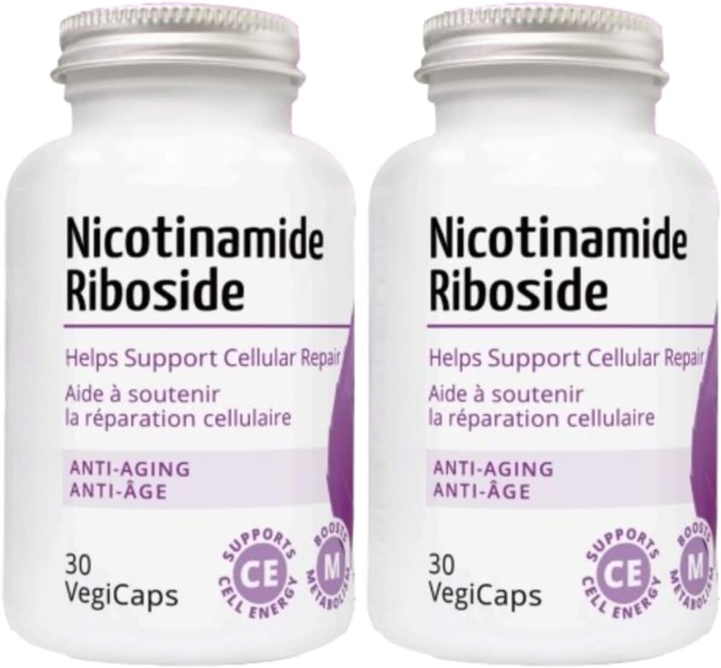 Nikotinamid Riboside - 300mg Nicotinamid Riboside (NR) per servering, 400mg Coenzyme Q10 Ubiquinon, 30 VegiCaps per flaske (60 Caps - Pack of 2)