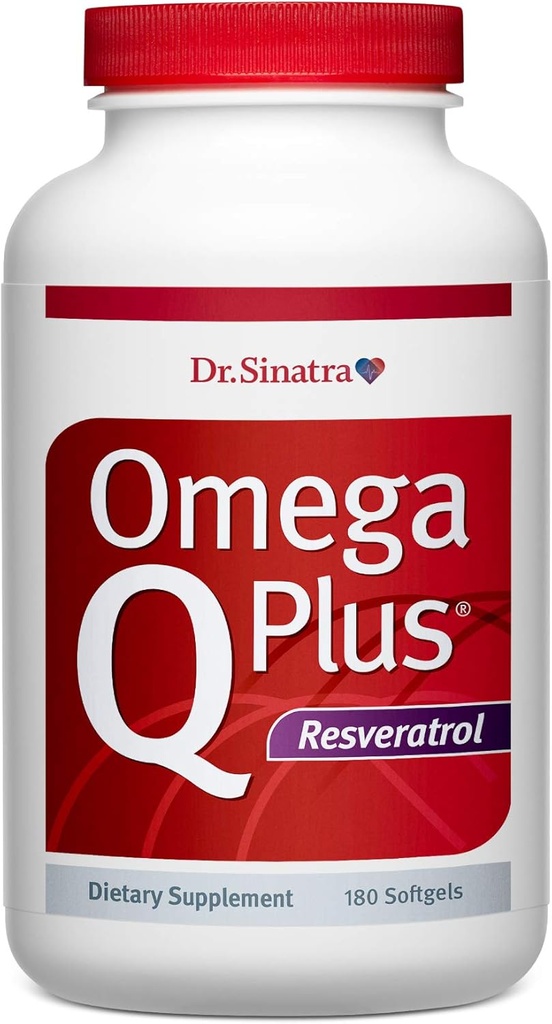 Dr. Sinatra Omega Q Plus Resveratrol - Omega-3 Supplement med CoQ10 og Resveratrol - fremmer omfattende hjerte og hele kroppen helse for å hjelpe deg alderen godt (180 mykegels)