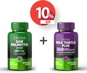 ORZAX Sag Palmetto 2000 mg 120 Vegatable kapsler og Melke Thistle Plus med Dandelion 120 Vegatable Capsule, Bundle