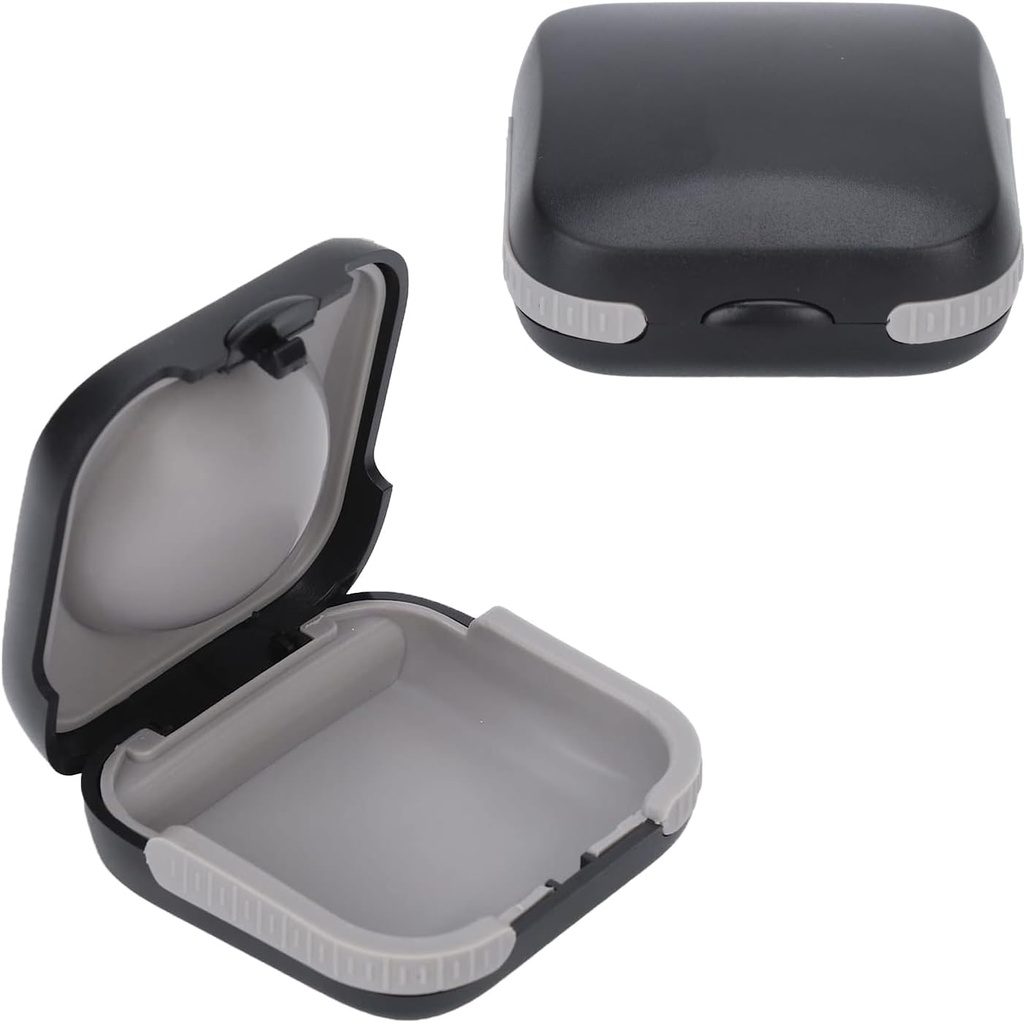 Beskyttende tilfelle for reisehøreapparater Hard liten splashproof 2.16"*2.04"*0.39" Kusjet interiør for 2 høreapparater, ITE, RIC, CIC (svart)