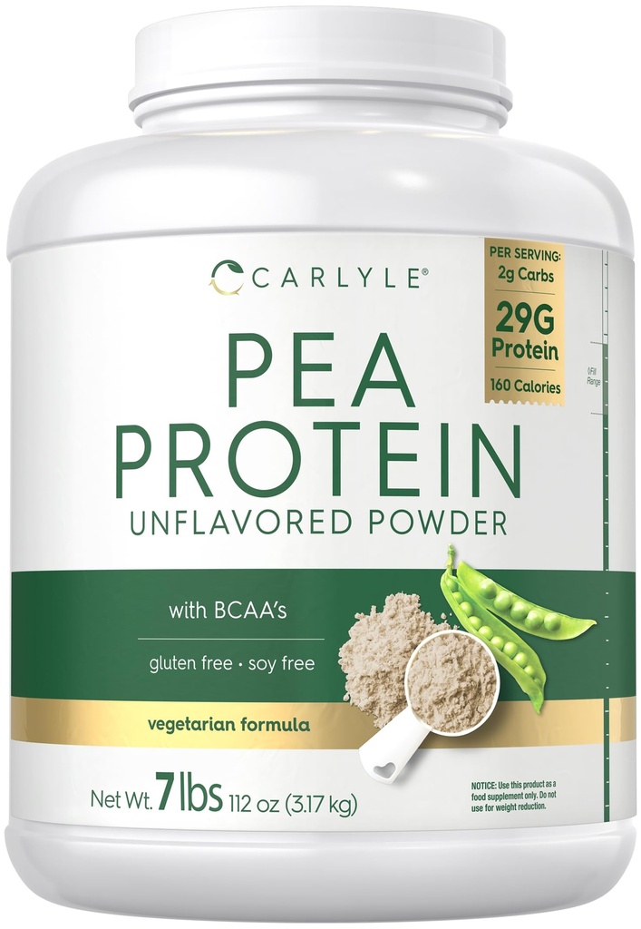 Carlyle Protein pulver 7lb | Unflavored | 29G Protein | for menn og kvinner | Vegetarisk, ikke-GMO, Gluten og soyafri