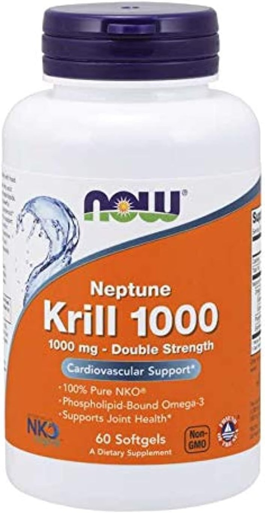 Nå Mat Neptun Krill 1000 Fiskeolje 1000 Milligram, 60 Softgels (2 Pack)