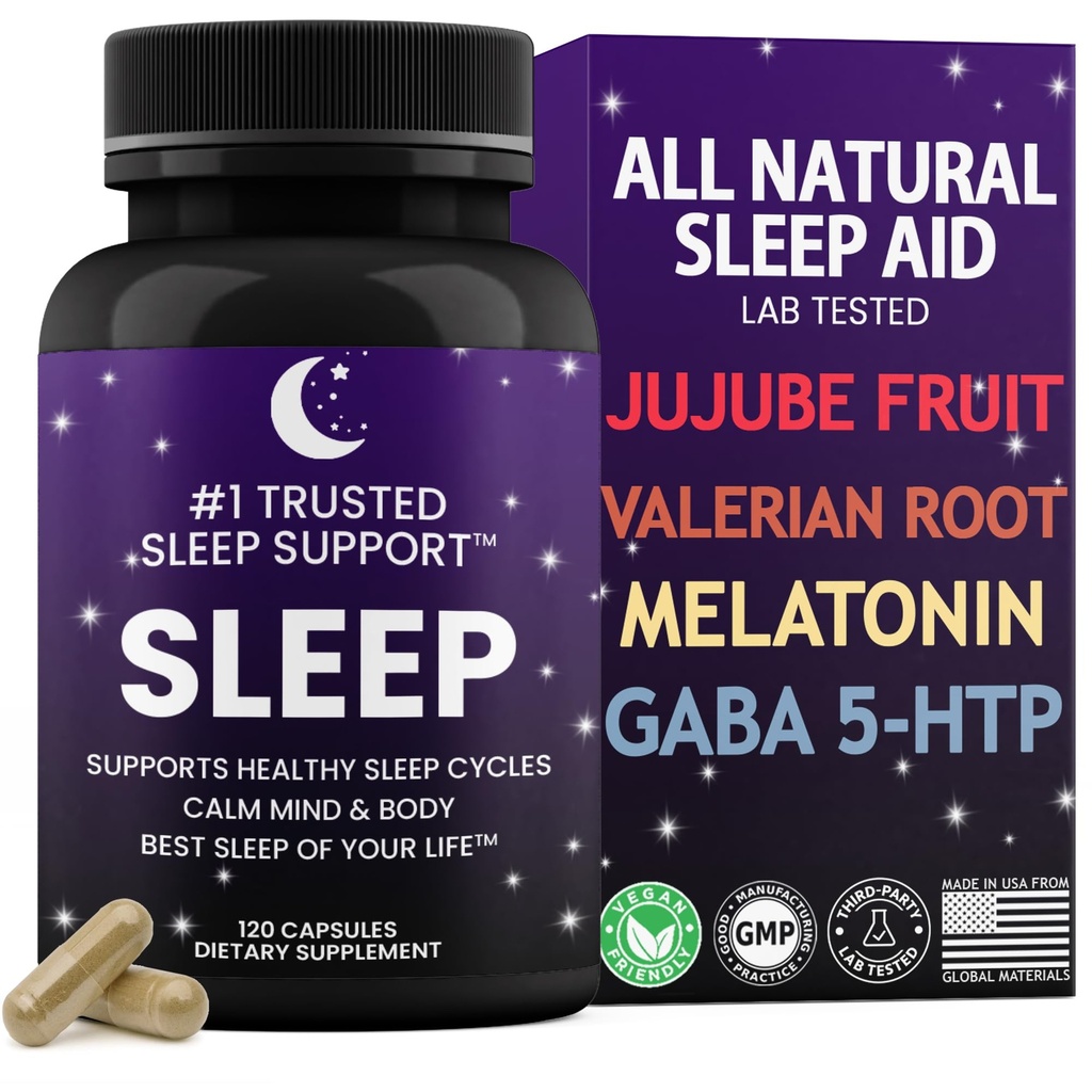 Naturlig søvnhjelp for voksne │ Beste søvn i livet ditt │Valerisk rot │GABA │5-HTP │melatonin │120 Ikke-Habit Forming Kapsler │Lab Testet